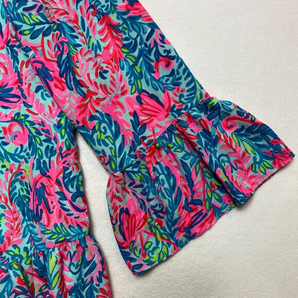 Lilly Pulitzer Dress Womens 10 Multicolor Mini Surf Blue Flim Flam Gabriel - Picture 7 of 11